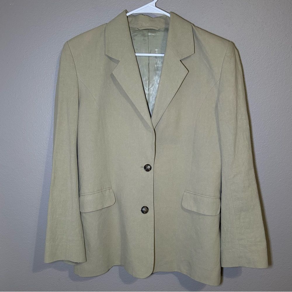 & Other Stories Neutral Two Button Front Linen Cotton Blend Blazer Women’s XS 2